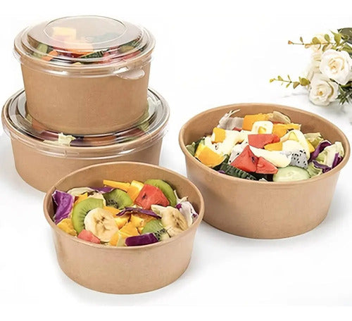 Bowl Kraft 26oz - 150x60mm Con Tapa  X 50 Unidades Kraft