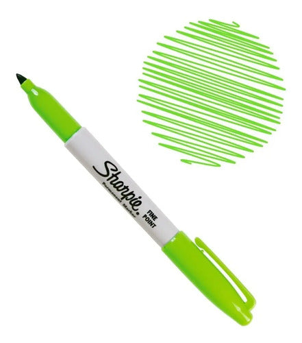 Sharpie Verde Biche Permanente Punta Fina