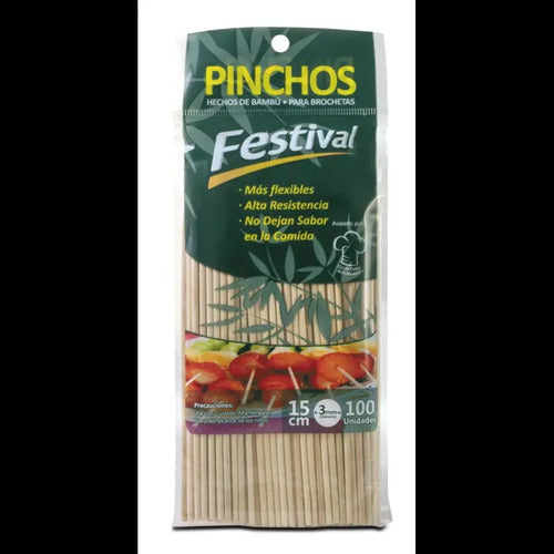 Palo De Pincho En Bambú 15cm X 100 Unidades Madera 15cm