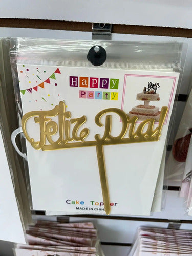 Letrero Topper Feliz Dia Para Decoración De Torta Dorado Oscuro Feliz Día