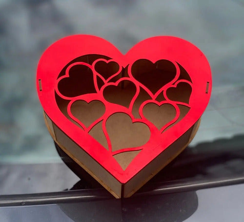 Caja Decorativa En Forma De Corazón Para Regalo 18x18x8 Cm  Mdf