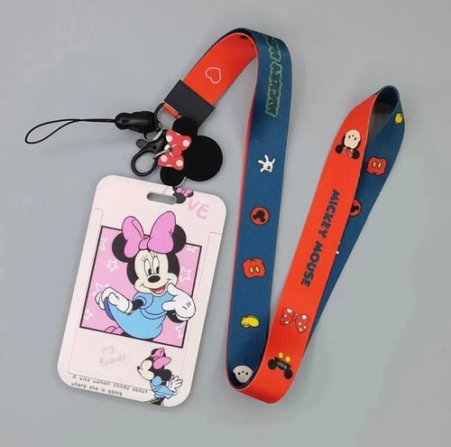 Porta Carnet Porta Documentos Acrílico Minnie Mouse Rosa Y Azul