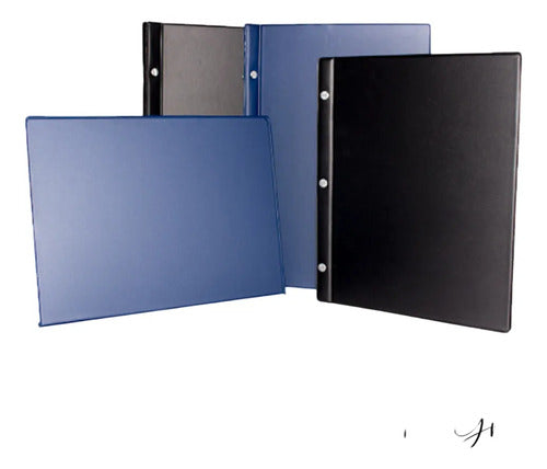 Pasta Catalogo 3 Tornillos Oficio Negro/azul X 45 Unidades Azul/negro
