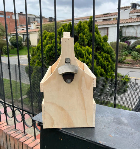 Canasta Madera Cervecero Con Destapador  25x16x28cm Madera Canasta