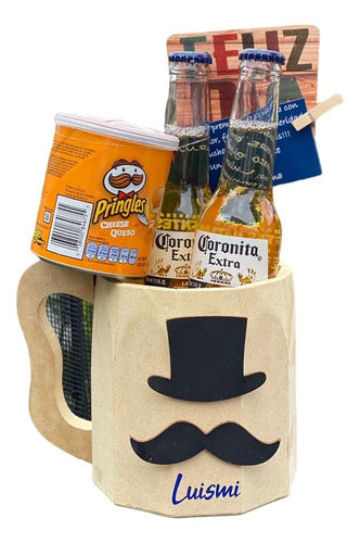 Regalo Ancheta Hombre Vaso Madera Bigote