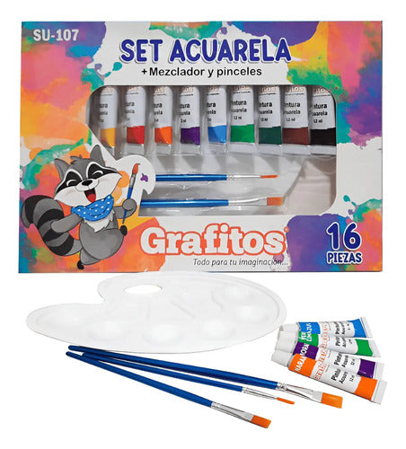 Set De Acuarela Marca Grafitos Estuche X 16 Colores Set X 16 Colores