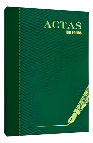 Libro De Actas 100 Folios 50 Hojas Verde