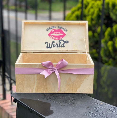 Caja Cofre Madera Para Regalo Día De La Mujer 30x15x15 Cm Madera