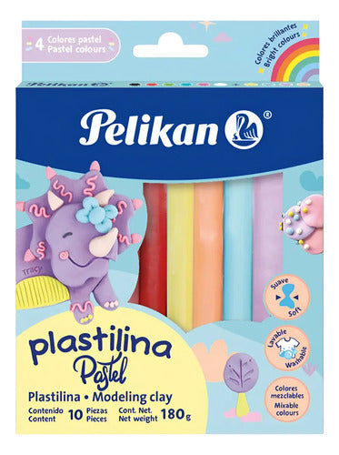Plastilina Pastel Pelikan X 10 Colores Pastel