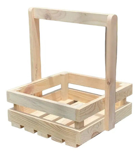 Caja Decorativa Canasta Madera Pino Regalo 25x25x8 Cm Madera