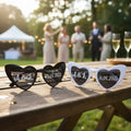 Gafas Personalizadas Corazón Boda Matrimonio X 10 Unidades Negro Y Blanco Personalizado