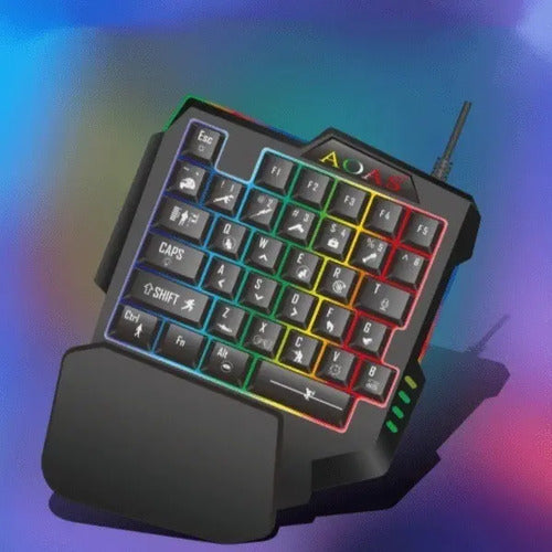 Teclado Gamer Aoas M-1100 Mecánico Qwerty Retroiluminado Rgb Antisalpicaduras Negro Español