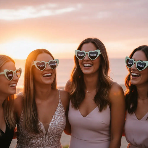 Gafas  Personalizadas Novia Y Damas De Honor X 6 Unidades Blanco/verde Oliva Despedida De Soltera