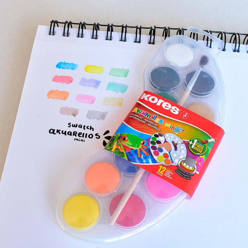 Acuarela Escolar Kores Mini X 12 Colores Varios