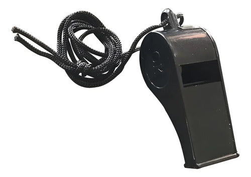 Silbato Pito Plástico Con Cordón Color Negro X 20 Pcs Negro