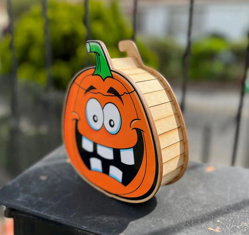 Caja Decorativa En Forma Calabaza Halloween 17x17x8cm  Mdf Halloween