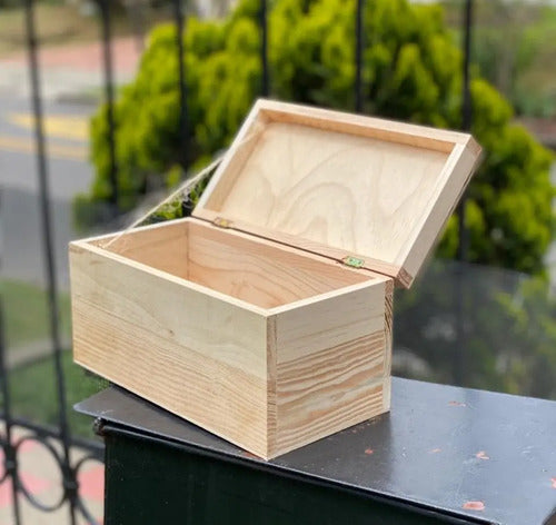 Caja Decorativa Cofre Madera Pino Para Regalo 30x15x15 Cm  Madera