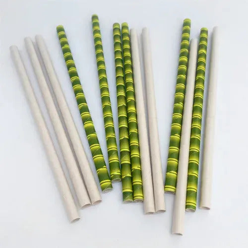 Pitillo Bagazo De Caña Jumbo 7.2mm - 25cm X 200 Unidades Kraft/verde