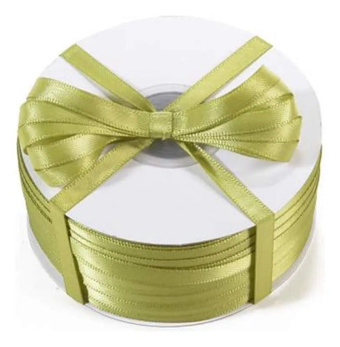 Cinta Verde Oliva Raso Tela Satín Moños 100 Mts X 7mm Verde