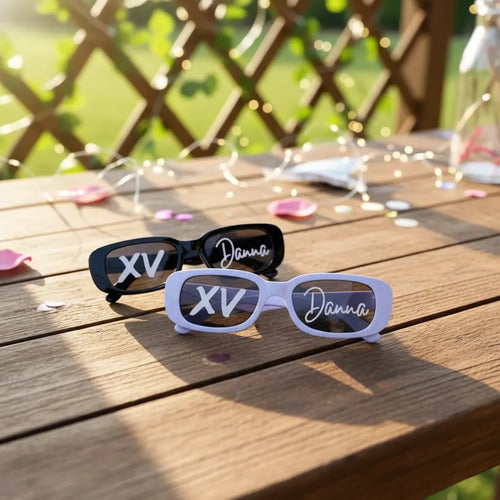 Gafas Personalizadas 15 Años X 10 Unidades Negro Y Blanco Personalizado