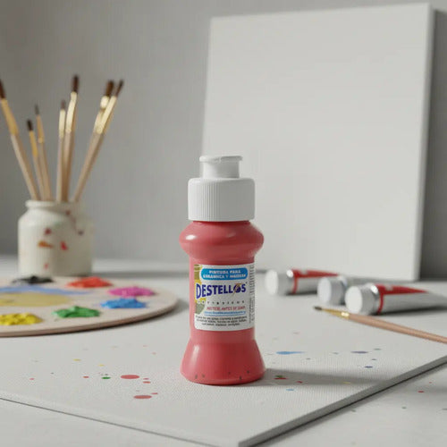 Pintura Cerámica Y Madera Destellos Color Rojo Navidad