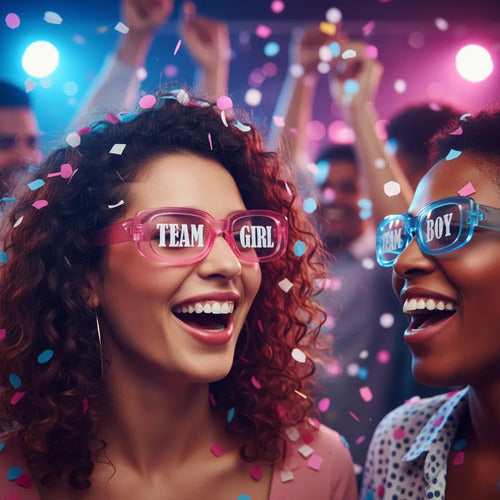 Gafas Personalizadas Revelación De Genero X 2 Unidades Rosa Y Azul Personalizada