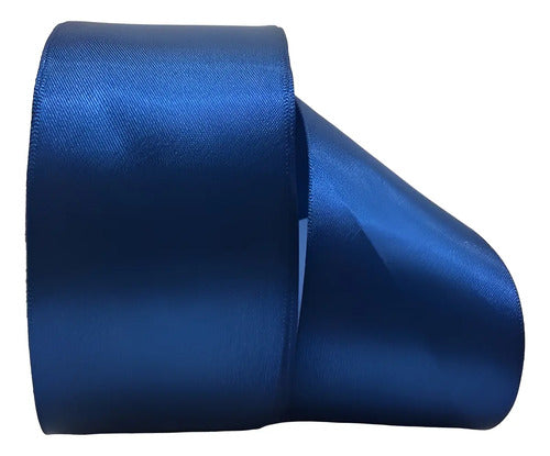Cinta Color Azul Oscuro Raso Tela Satín Moños 5cm X27 Metros Azul 5cm