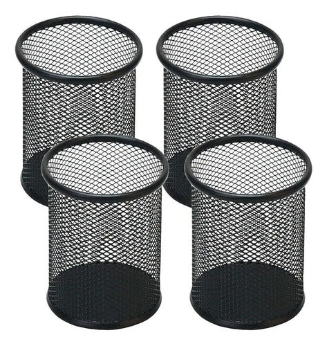 Porta-lapiz Rejilla Malla Color Negro 10x8cm - 4 Unidades