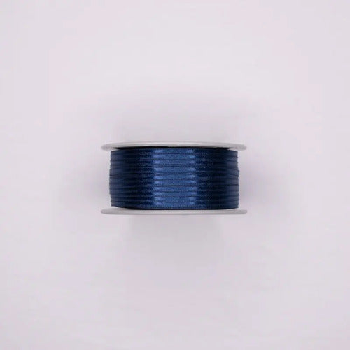 Cinta Azul Oscuro Raso Tela Satín Moños 100 Mts X 3mm Azul Oscuro