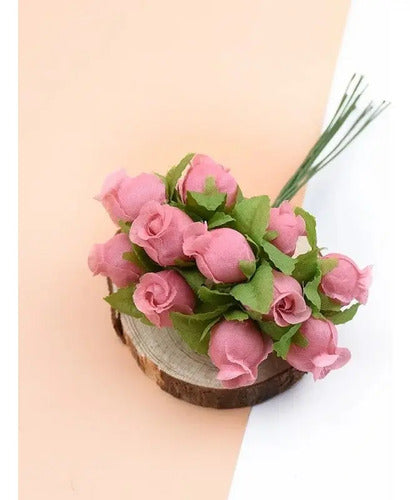 Mini Ramo X 12 Rosas Artificiales Pequeñas Decoración