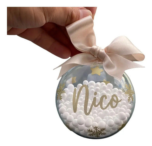 Bolas Esferas Navideñas Personalizadas 8cm X 8 Unidades Dorado Oscuro