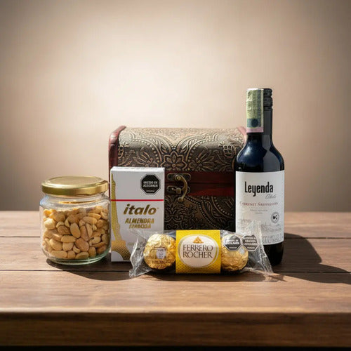 Regalo Ancheta Con Vino En Cofre
