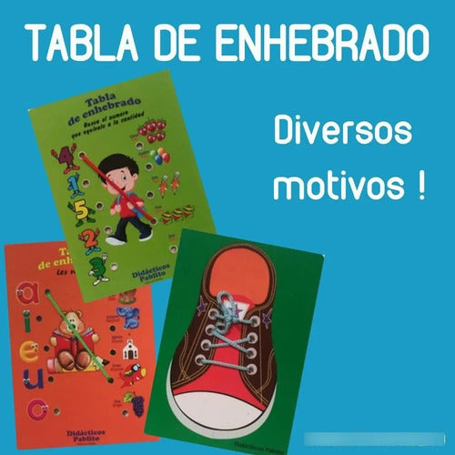 Tabla De Enhebrado En Madera 15x20cm - 12 Unidades