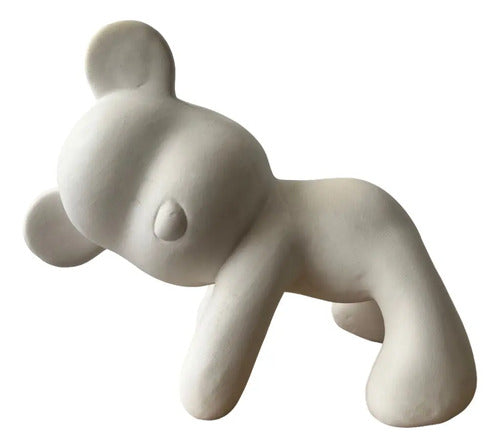 Oso Popobe Decorativo Cerámica En Crudo 24x19x12cm  Blanco