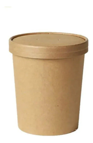 Tazón Desechable Kraft Con Tapa 32 Oz X 100 Unidades Kraft