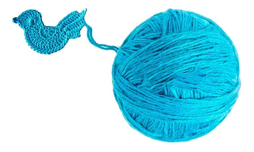 Hilo Lana Azul Claro Ovillo Crochet 50 Gr Azul Claro
