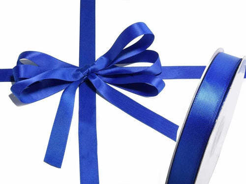 Cinta Azul Rey Raso Tela Satín Moños 50 Mts X 1.2 Cm  Azul
