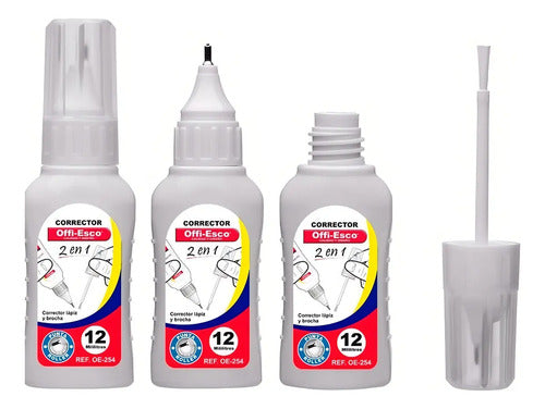 Corrector Líquido 2 En 1 Offi Esco 12ml Punta Lápiz Y Brocha