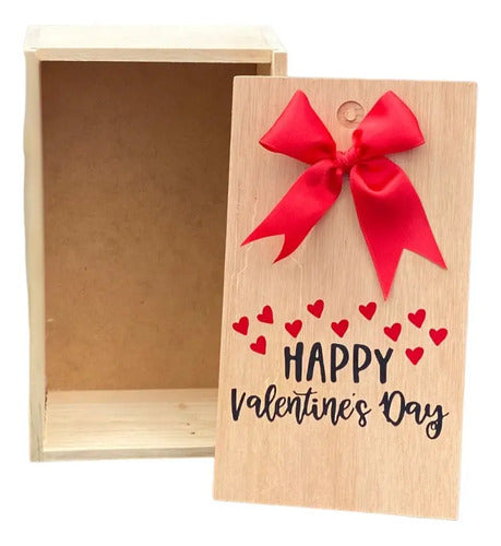 Caja Tapa Corrediza Madera Regalo San Valentín 25x15x9.5 Cm Madera