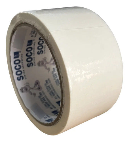 Cinta De Enmascarar Ancha 48mm X 20 Metros - 3 Rollos Beige 48mm X 20mts