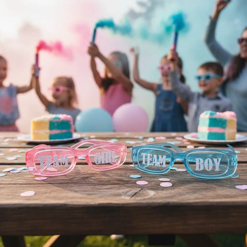 Gafas Personalizadas Revelación De Genero X 2 Unidades Rosa Y Azul Personalizada