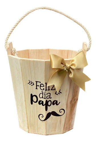 Caja Decorativa Balde Regalo Día Del Padre  20x20cm  Madera