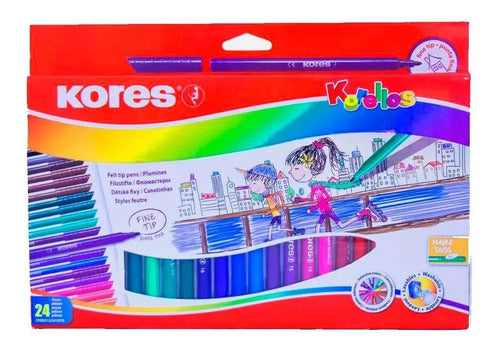 Plumones Kores Korellos X 24 Unidades