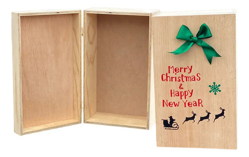 Caja De Madera Para Regalo Ancheta Navidad 35 X 21 X 14 Cm Madera