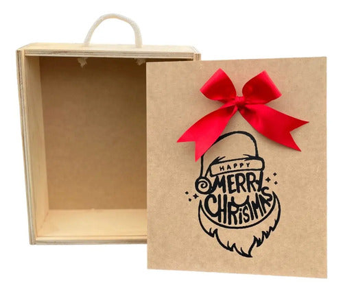 Caja Tapa Corrediza Madera Regalo Navidad 28x24x9 Cm Madera Navidad