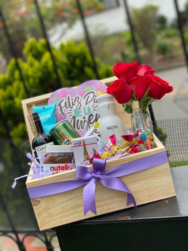 Regalo Ancheta Dia De La Mujer Dulces Rosas