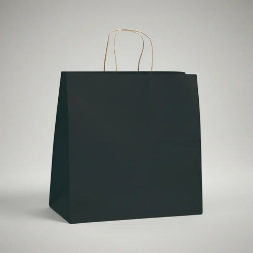 Bolsa Kraft Negra Manija 33x17x33cm - 10 Unidades Negro Bolsa Manija