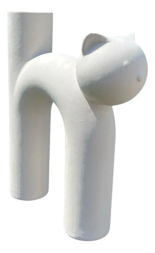 Jarrón Florero Decorativo Cerámica En Crudo 23x15x4cm Blanco Círculo