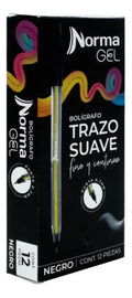 Bolígrafo Gel Norma Negro 0.7mm Caja 12 Unidades Escritura Fluida