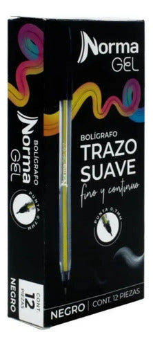 Bolígrafo Gel Norma Negro 0.7mm Caja 12 Unidades Escritura Fluida